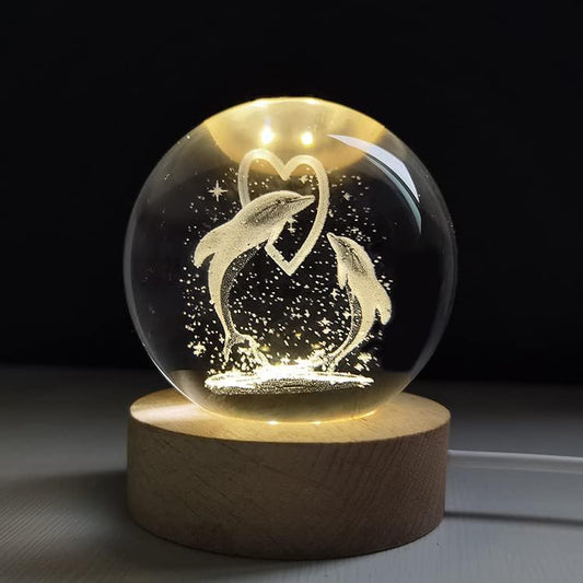 Dolphins Love – Glass Ball Night Lamp
