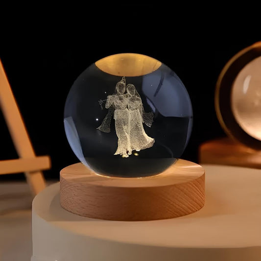 Radha Krishna Crystal Ball Lamp