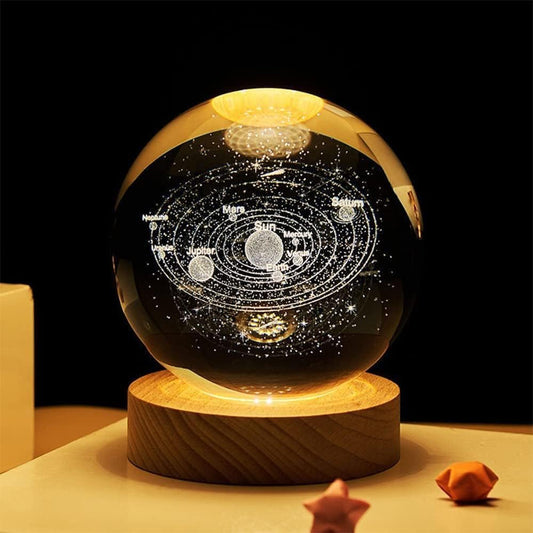 Solar System Lamp with Stars – Crystal Glass Ball Lamp