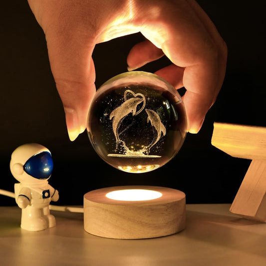 Dolphins Love – Glass Ball Night Lamp