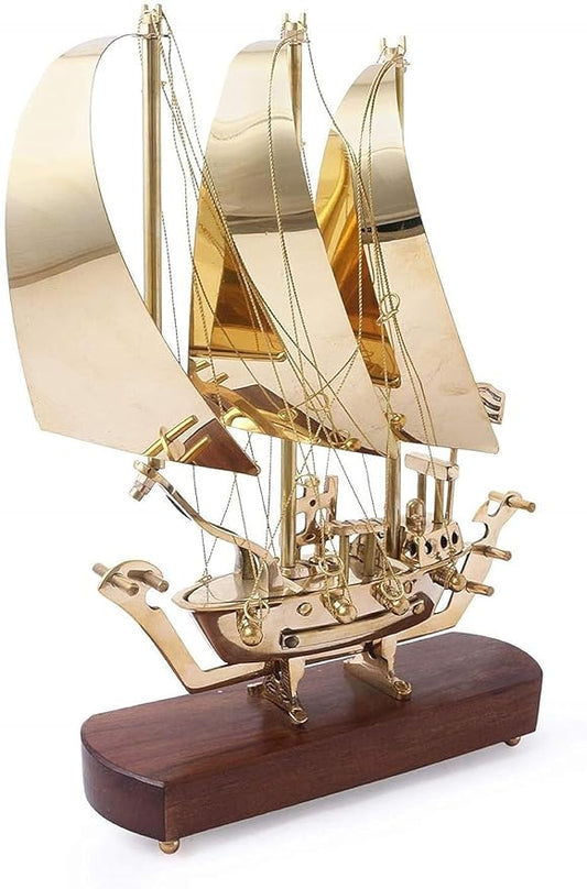Golden Voyage – Handcrafted Brass Ship Showpiece
